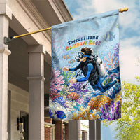 Fiji Taveuni Rainbow Reef Garden Flag Scuba Diver Vibrant Undersea Coral Garden Watercolor