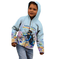 Fiji Taveuni Rainbow Reef Kid Hoodie Scuba Diver Vibrant Undersea Coral Garden Watercolor