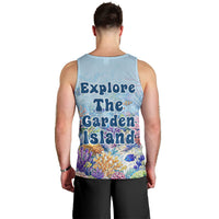Fiji Taveuni Rainbow Reef Men Tank Top Scuba Diver Vibrant Undersea Coral Garden Watercolor