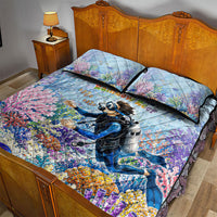Fiji Taveuni Rainbow Reef Quilt Bed Set Scuba Diver Vibrant Undersea Coral Garden Watercolor