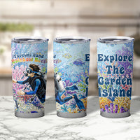 Fiji Taveuni Rainbow Reef Tumbler Cup Scuba Diver Vibrant Undersea Coral Garden Watercolor