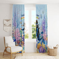 Fiji Taveuni Rainbow Reef Window Curtain Scuba Diver Vibrant Undersea Coral Garden Watercolor