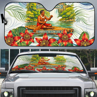 Fiji Taveuni Island Dateline Crossing Auto Sun Shade Tropical Cultural Landscape With Tagimoucia Floral Pattern