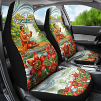 Fiji Taveuni Island Dateline Crossing Car Seat Cover Tropical Cultural Landscape With Tagimoucia Floral Pattern
