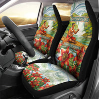 Fiji Taveuni Island Dateline Crossing Car Seat Cover Tropical Cultural Landscape With Tagimoucia Floral Pattern