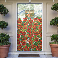 Fiji Taveuni Island Dateline Crossing Door Cover Tropical Cultural Landscape With Tagimoucia Floral Pattern