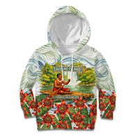 Fiji Taveuni Island Dateline Crossing Kid Hoodie Tropical Cultural Landscape With Tagimoucia Floral Pattern