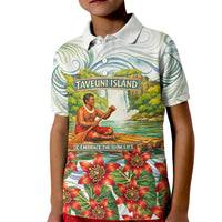 Fiji Taveuni Island Dateline Crossing Kid Polo Shirt Tropical Cultural Landscape With Tagimoucia Floral Pattern