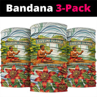 Fiji Taveuni Island Dateline Crossing Neck Gaiter Tropical Cultural Landscape With Tagimoucia Floral Pattern