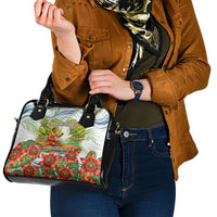 Fiji Taveuni Island Dateline Crossing Shoulder Handbag Tropical Cultural Landscape With Tagimoucia Floral Pattern