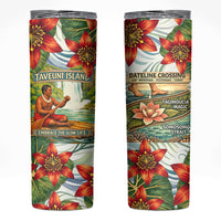 Fiji Taveuni Island Dateline Crossing Skinny Tumbler Tropical Cultural Landscape With Tagimoucia Floral Pattern