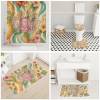 Hawaii Aloha Academy Back To School Bathroom Set Sea Turtle Tropical Hibiscus Flowers Retro Psychedelic
