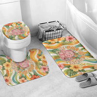Hawaii Aloha Academy Back To School Bathroom Set Sea Turtle Tropical Hibiscus Flowers Retro Psychedelic
