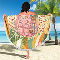 Hawaii Aloha Academy Back To School Beach Blanket Sea Turtle Tropical Hibiscus Flowers Retro Psychedelic