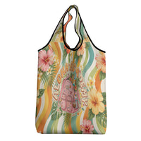 Hawaii Aloha Academy Back To School Grocery Bag Sea Turtle Tropical Hibiscus Flowers Retro Psychedelic