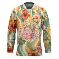Hawaii Aloha Academy Back To School Hockey Jersey Sea Turtle Tropical Hibiscus Flowers Retro Psychedelic
