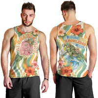 Hawaii Aloha Academy Back To School Men Tank Top Sea Turtle Tropical Hibiscus Flowers Retro Psychedelic