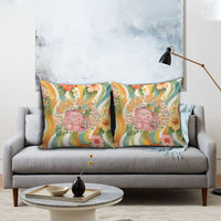 Hawaii Aloha Academy Back To School Pillow Cover Sea Turtle Tropical Hibiscus Flowers Retro Psychedelic