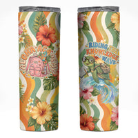 Hawaii Aloha Academy Back To School Skinny Tumbler Sea Turtle Tropical Hibiscus Flowers Retro Psychedelic