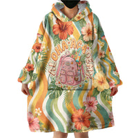 Hawaii Aloha Academy Back To School Wearable Blanket Hoodie Sea Turtle Tropical Hibiscus Flowers Retro Psychedelic