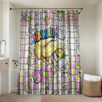 Hawaii Cruising Back To School Bathroom Set Grid Pattern With School Bag And Vintage Surf Van