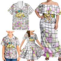 Hawaii Cruising Back To School Family Matching Off Shoulder Maxi Dress and Hawaiian Shirt Grid Pattern With School Bag And Vintage Surf Van