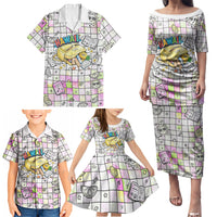 Hawaii Cruising Back To School Family Matching Puletasi and Hawaiian Shirt Grid Pattern With School Bag And Vintage Surf Van