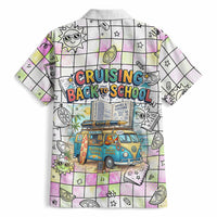 Hawaii Cruising Back To School Hawaiian Shirt Grid Pattern With School Bag And Vintage Surf Van