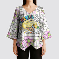 Hawaii Cruising Back To School Kimono Sleeve Blouse Grid Pattern With School Bag And Vintage Surf Van