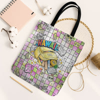 Hawaii Cruising Back To School Tote Bag Grid Pattern With School Bag And Vintage Surf Van