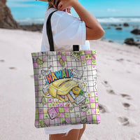 Hawaii Cruising Back To School Tote Bag Grid Pattern With School Bag And Vintage Surf Van