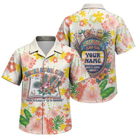 Personalized Hawaii School Club Back To Class Family Matching Long Sleeve Bodycon Dress and Hawaiian Shirt Retro Tropical Hibiscus Pattern With Open Notebook TS04 Son's Shirt White Orange - Polynesian Pride