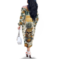 Pineapple Skull Family Matching Off Shoulder Long Sleeve Dress and Hawaiian Shirt Summer Paradise TS04 - Polynesian Pride