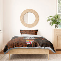 Straight Outta Kadavu Fiji Bedding Set Tribal Polynesian Tattoo Coat Of Arms Flag