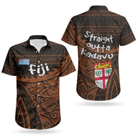 Straight Outta Kadavu Fiji Couples Matching Mermaid Dress and Hawaiian Shirt Tribal Polynesian Tattoo Coat Of Arms Flag