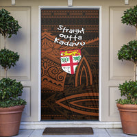 Straight Outta Kadavu Fiji Door Cover Tribal Polynesian Tattoo Coat Of Arms Flag