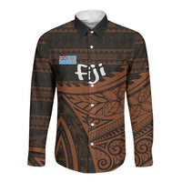 Straight Outta Kadavu Fiji Long Sleeve Button Shirt Tribal Polynesian Tattoo Coat Of Arms Flag