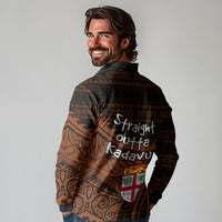 Straight Outta Kadavu Fiji Long Sleeve Polo Shirt Tribal Polynesian Tattoo Coat Of Arms Flag