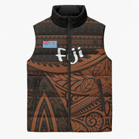 Straight Outta Kadavu Fiji Sleeveless Puffer Jacket Tribal Polynesian Tattoo Coat Of Arms Flag