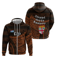 Straight Outta Kadavu Fiji Zip Hoodie Tribal Polynesian Tattoo Coat Of Arms Flag