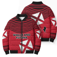 Wallis And Futuna Bomber Puffer Jacket Polynesian Tattoo Flag Map