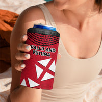 Wallis And Futuna 4 in 1 Can Cooler Tumbler Polynesian Tattoo Flag Map