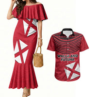 Wallis And Futuna Couples Matching Mermaid Dress and Hawaiian Shirt Polynesian Tattoo Flag Map
