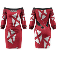 Wallis And Futuna Couples Matching Off The Shoulder Long Sleeve Dress and Hawaiian Shirt Polynesian Tattoo Flag Map