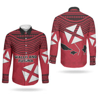 Wallis And Futuna Couples Matching Puletasi and Long Sleeve Button Shirt Polynesian Tattoo Flag Map