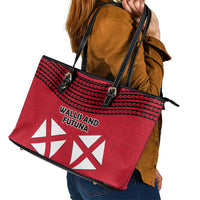Wallis And Futuna Leather Tote Bag Polynesian Tattoo Flag Map