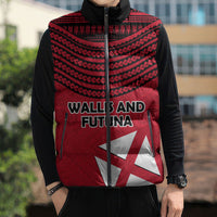 Wallis And Futuna Sleeveless Puffer Jacket Polynesian Tattoo Flag Map