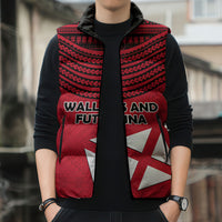 Wallis And Futuna Sleeveless Puffer Jacket Polynesian Tattoo Flag Map