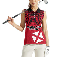 Wallis And Futuna Women Sleeveless Polo Shirt Polynesian Tattoo Flag Map
