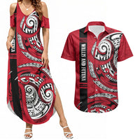 Wallis And Futuna Couples Matching Summer Maxi Dress and Hawaiian Shirt Tribal Polynesian Tattoo Flag Motif